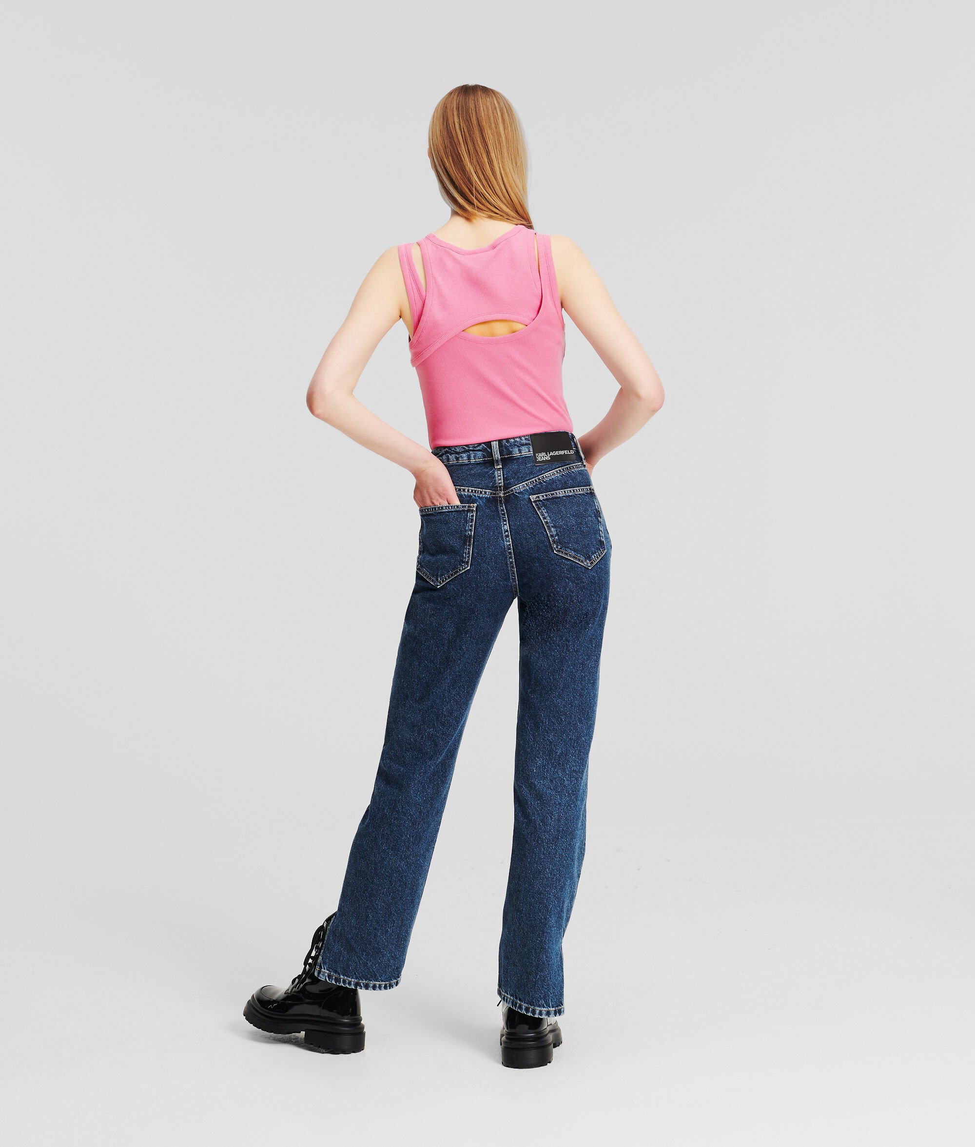 (image for) Excellent Performance KLJ HIGH-RISE STRAIGHT JEANS WITH SPLIT HEM